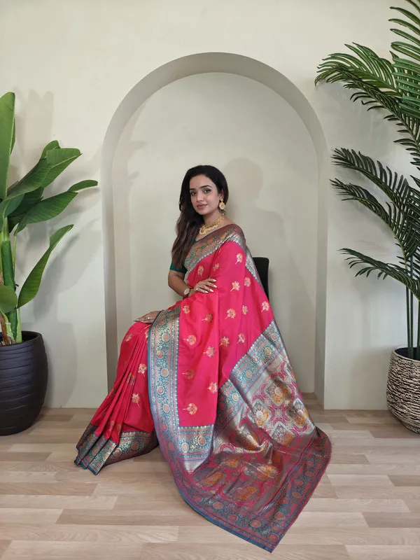 Pink_Banarasi_Silk_Weaving_Saree_For_Women