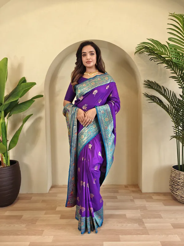 Purple_Banarasi_Silk_Weaving_Saree_For_Women