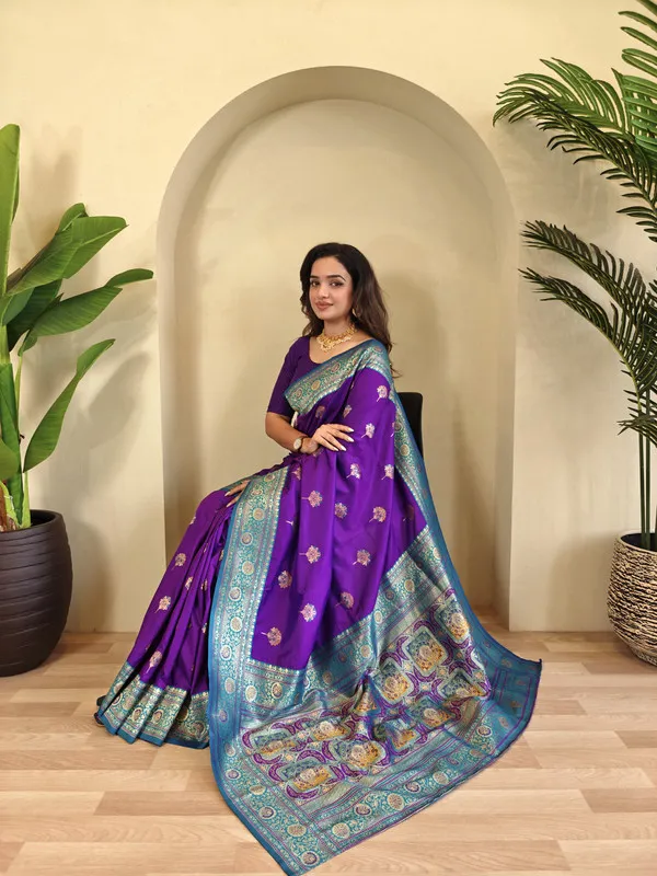 Purple_Banarasi_Silk_Weaving_Saree_For_Women