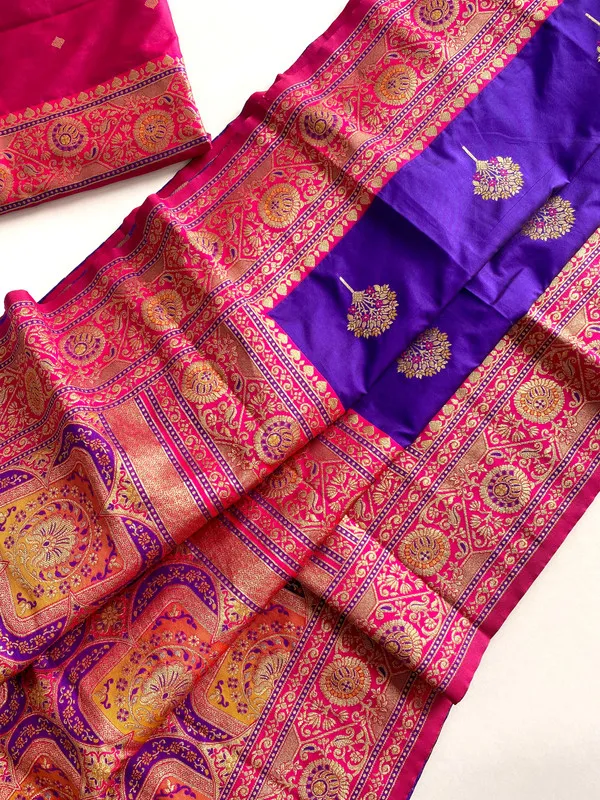Violet_Banarasi_Silk_Weaving_Saree_For_Women