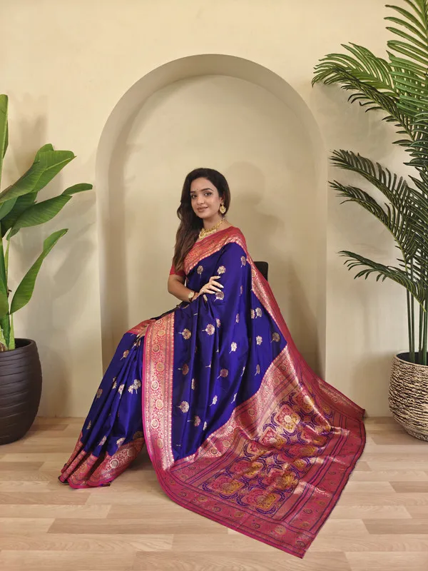 Violet_Banarasi_Silk_Weaving_Saree_For_Women