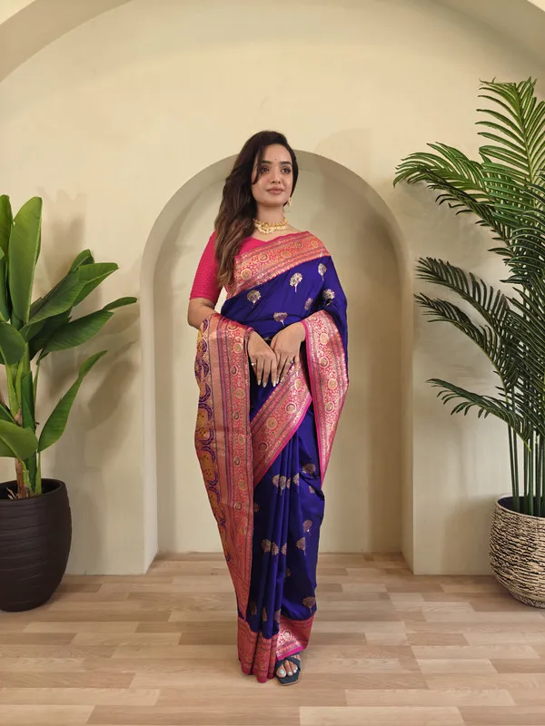 Violet_Banarasi_Silk_Weaving_Saree_For_Women