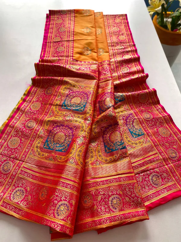Yellow_Banarasi_Silk_Weaving_Saree_For_Women