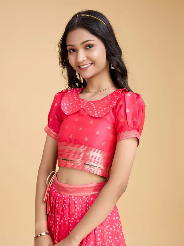 Pink_Silk_Blend_Woven_Lehenga_Choli_For_Girls