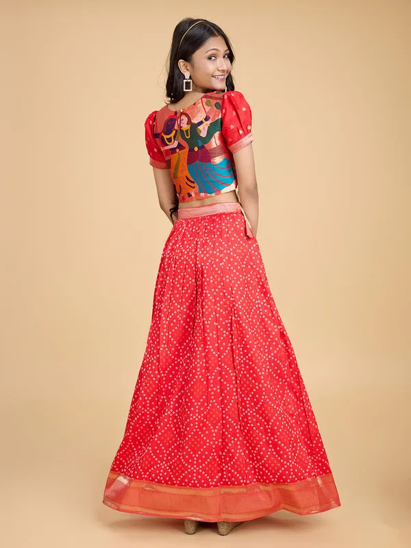 Red_Silk_Blend_Woven_Lehenga_Choli_For_Girls