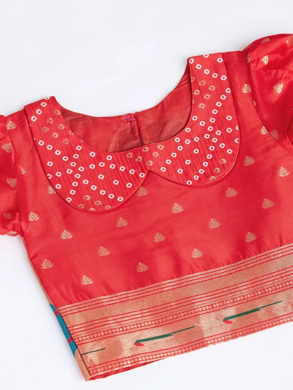 Red_Silk_Blend_Woven_Lehenga_Choli_For_Girls