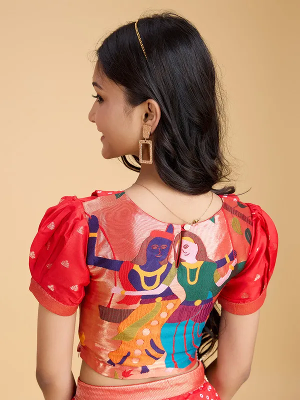 Red_Silk_Blend_Woven_Lehenga_Choli_For_Girls
