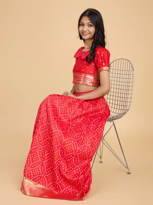 Red_Silk_Blend_Woven_Lehenga_Choli_For_Girls