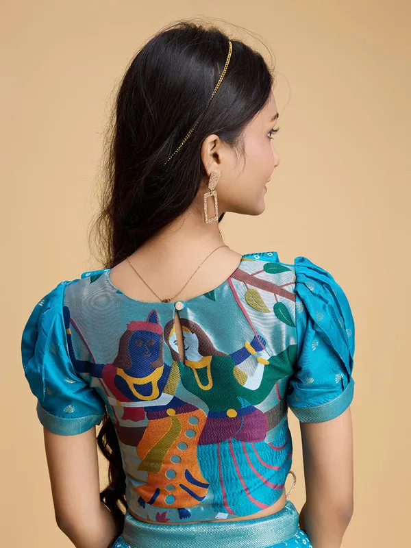 Sky_Blue_Silk_Blend_Woven_Lehenga_Choli_For_Girls
