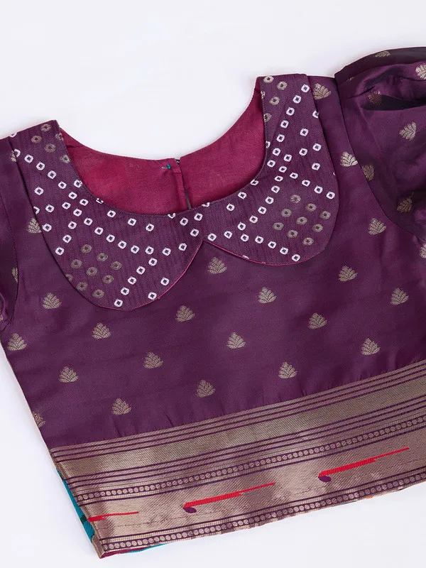 Wine_Silk_Blend_Woven_Lehenga_Choli_For_Girls