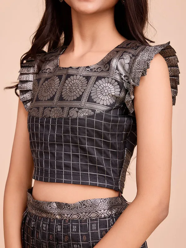 Black_Silk_Woven_Lehenga_Choli_For_Girls