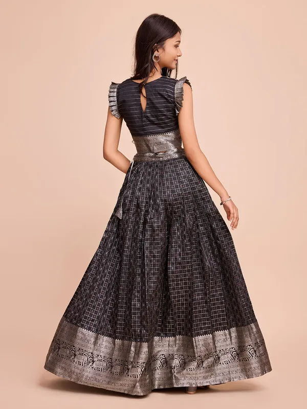 Black_Silk_Woven_Lehenga_Choli_For_Girls
