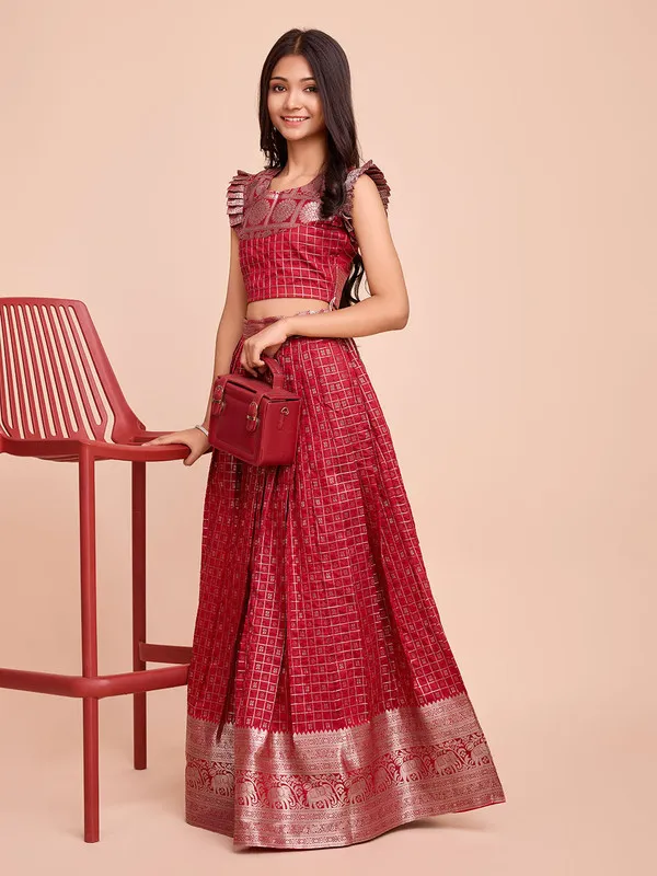 Red_Silk_Woven_Lehenga_Choli_For_Girls