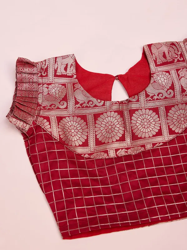 Red_Silk_Woven_Lehenga_Choli_For_Girls