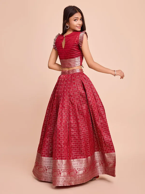 Red_Silk_Woven_Lehenga_Choli_For_Girls