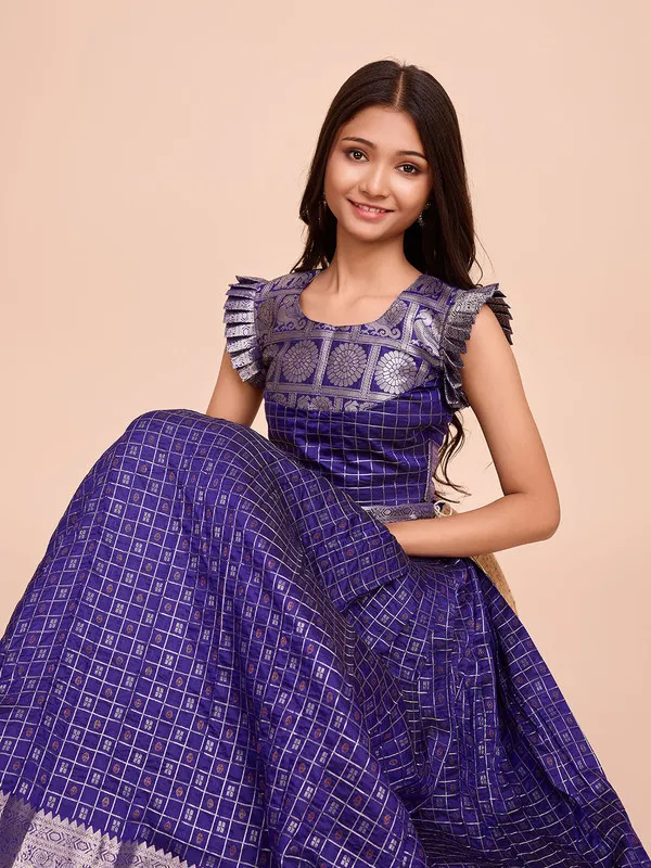 Violet_Silk_Woven_Lehenga_Choli_For_Girls