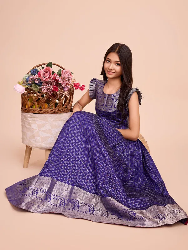 Violet_Silk_Woven_Lehenga_Choli_For_Girls