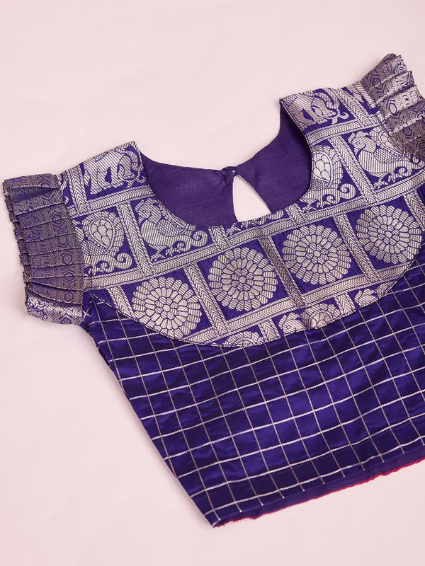 Violet_Silk_Woven_Lehenga_Choli_For_Girls