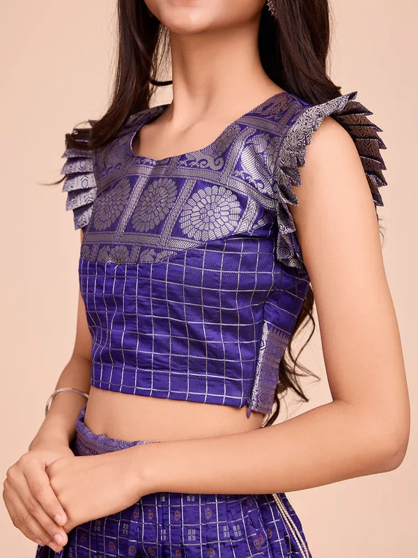 Violet_Silk_Woven_Lehenga_Choli_For_Girls