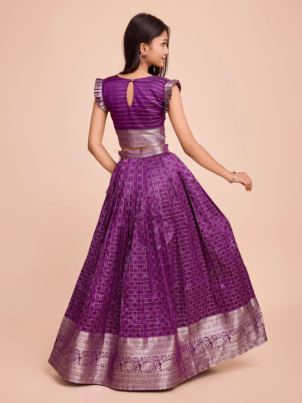 Wine_Silk_Woven_Lehenga_Choli_For_Girls