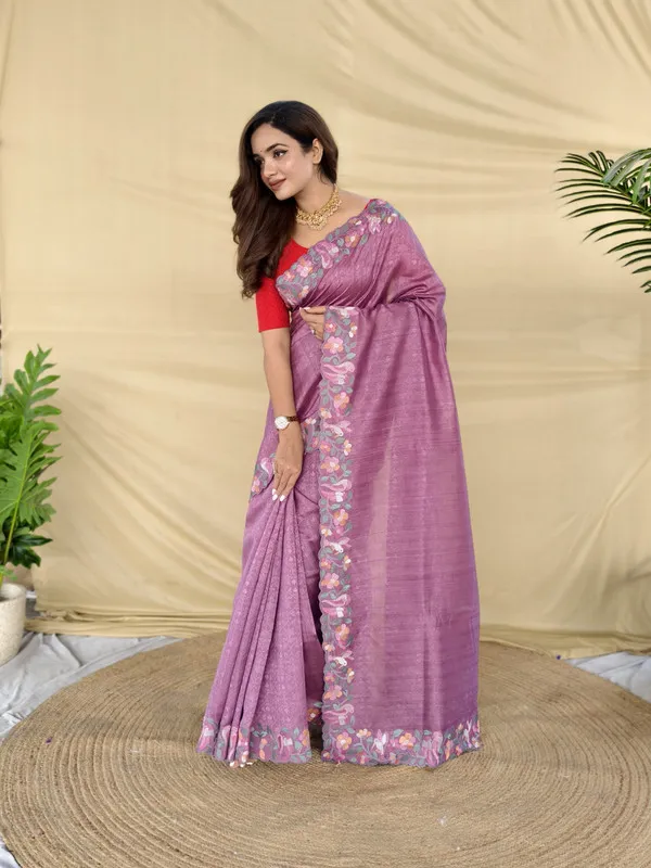 Purple_Tussar_Saree_Embroidery_Saree_For_Women