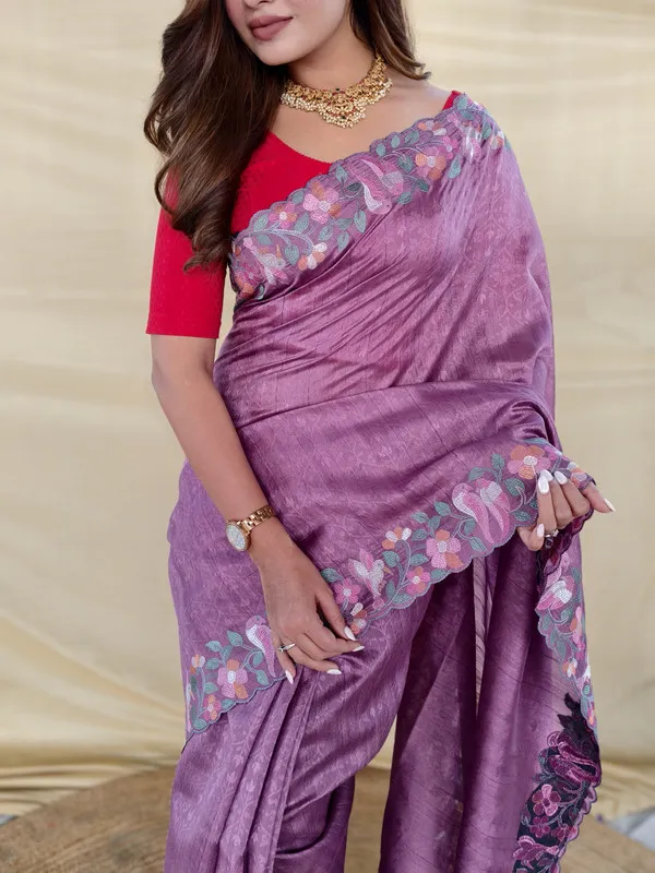 Purple_Tussar_Saree_Embroidery_Saree_For_Women