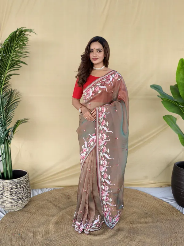 Brown_Gabanna_Silk_Weaving_Saree_For_Women