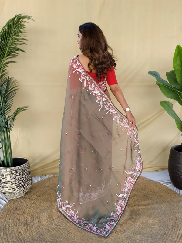 Brown_Gabanna_Silk_Weaving_Saree_For_Women
