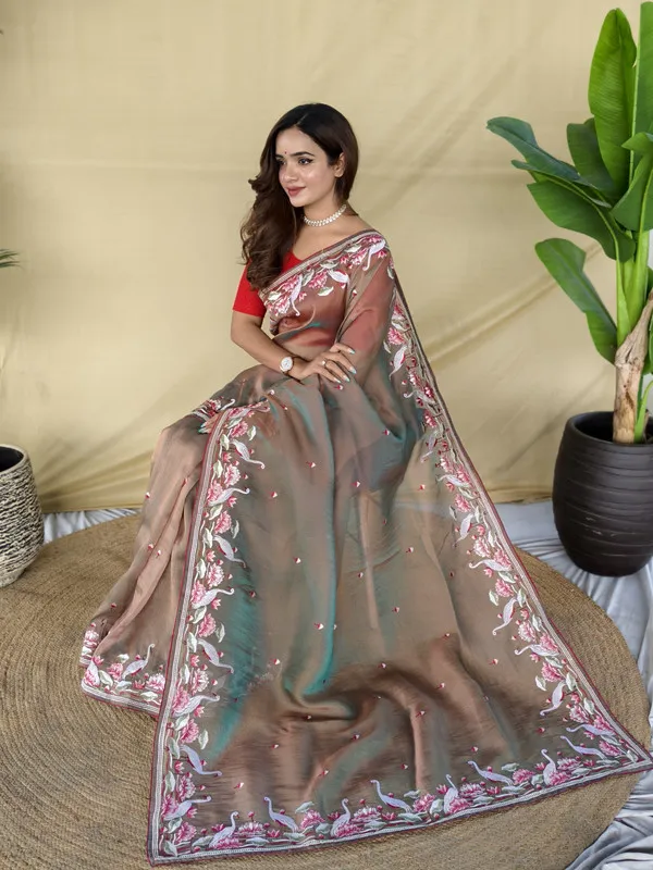 Brown_Gabanna_Silk_Weaving_Saree_For_Women