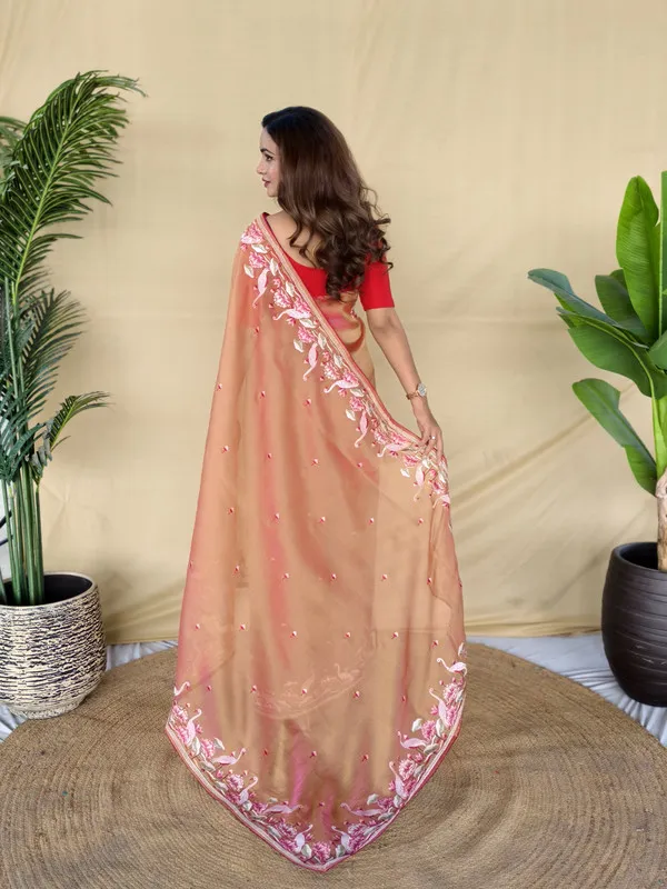 Peach_Gabanna_Silk_Weaving_Saree_For_Women