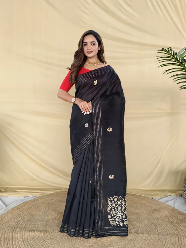 Black_Matka_Silk_Woven_Embroidery_Saree_For_Women