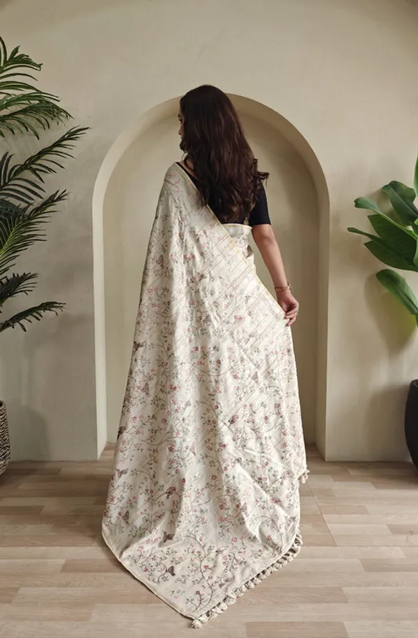 Cream_Tussar_Silk_Embroidery_Saree_For_Women
