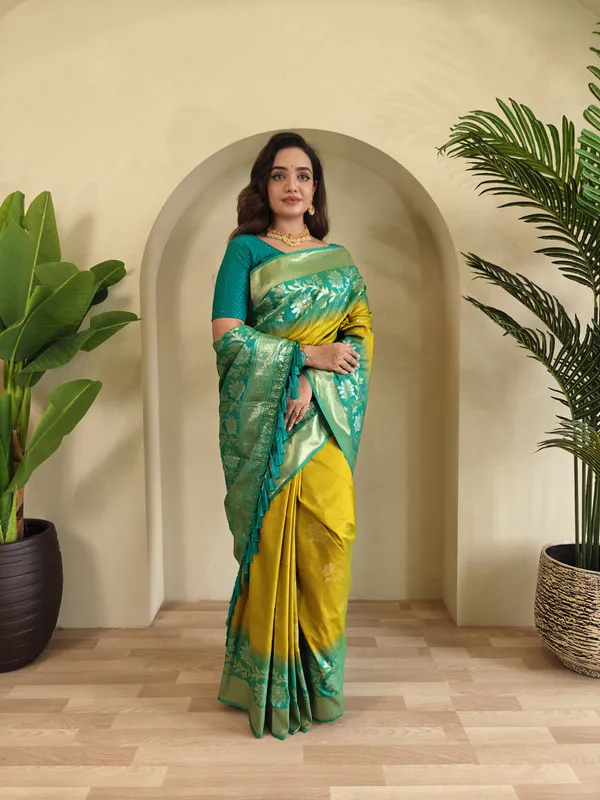 Pista_Silk_Zari_Weaving_Saree_For_Women