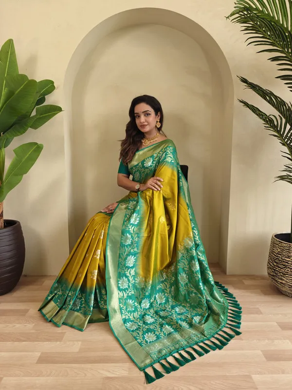 Pista_Silk_Zari_Weaving_Saree_For_Women