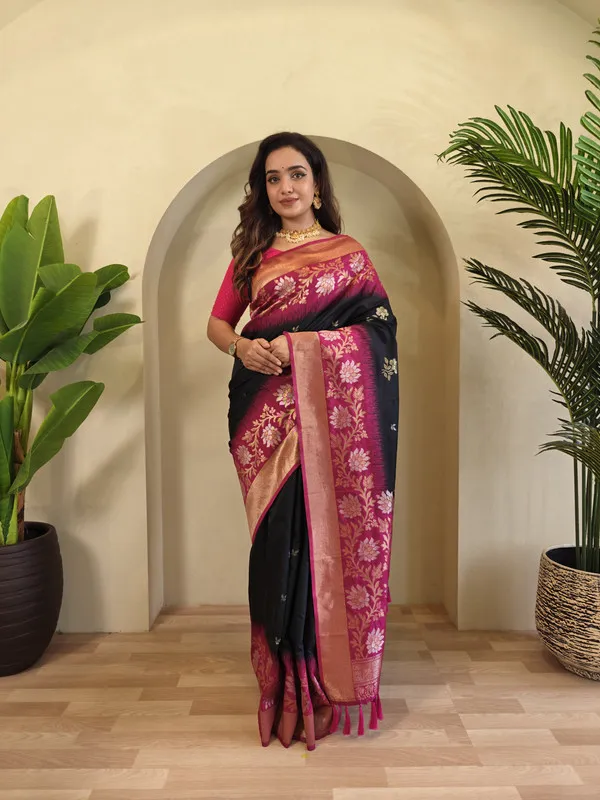 Black_Silk_Zari_Weaving_Saree_For_Women