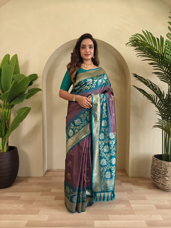 Dark_Lavender_Silk_Zari_Weaving_Saree_For_Women