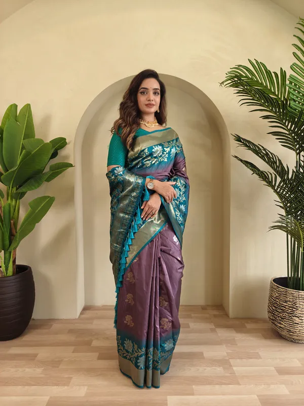 Dark_Lavender_Silk_Zari_Weaving_Saree_For_Women