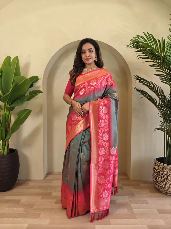 Mehendi_Silk_Zari_Weaving_Saree_For_Women