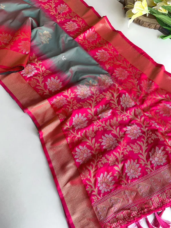 Mehendi_Silk_Zari_Weaving_Saree_For_Women