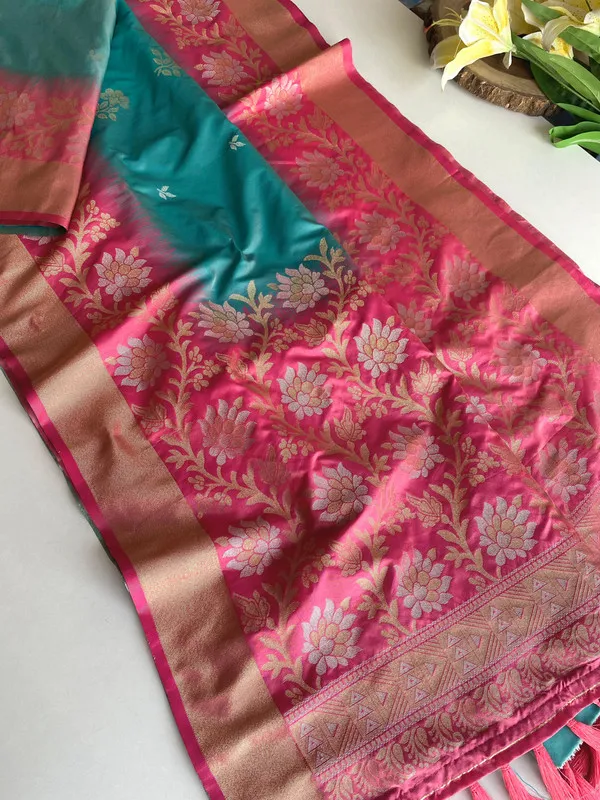 Sky_Blue_Silk_Zari_Weaving_Saree_For_Women