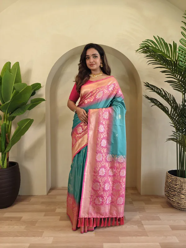 Sky_Blue_Silk_Zari_Weaving_Saree_For_Women