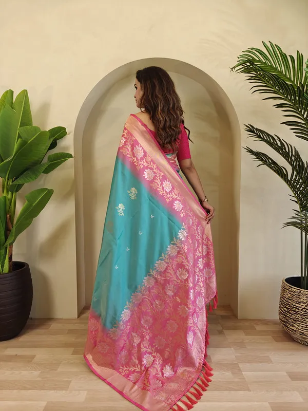 Sky_Blue_Silk_Zari_Weaving_Saree_For_Women