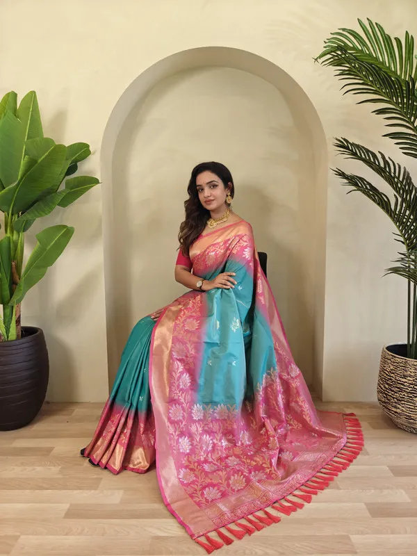 Sky_Blue_Silk_Zari_Weaving_Saree_For_Women