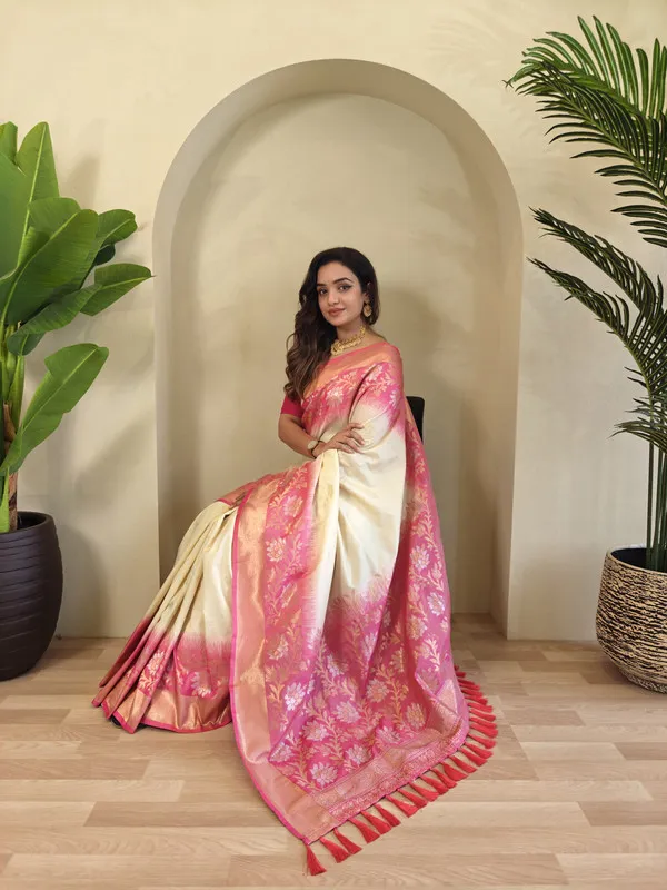 White_Silk_Zari_Weaving_Saree_For_Women