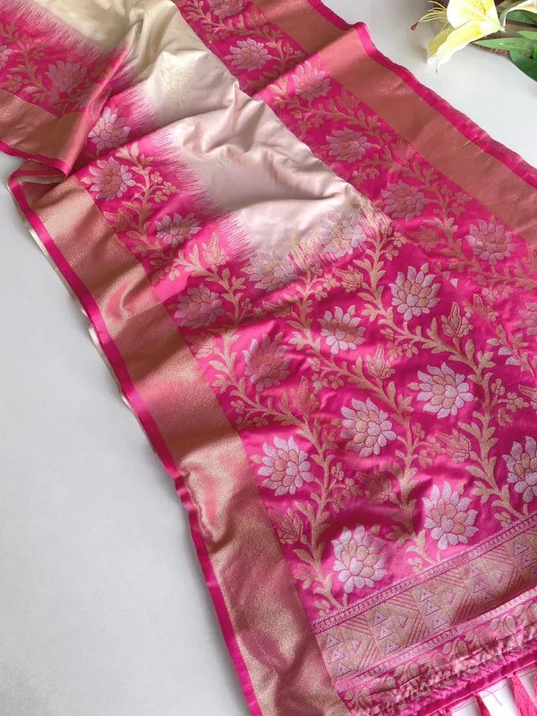 White_Silk_Zari_Weaving_Saree_For_Women