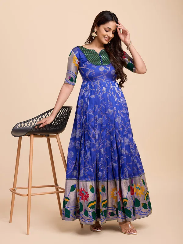 Blue_Soft_Silk_Copper_Weaving_Ethnic_Dresses_Gown_For_Women