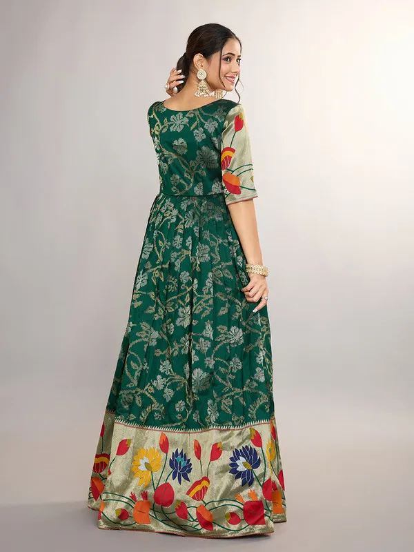 Green_Soft_Silk_Copper_Weaving_Ethnic_Dresses_Gown_For_Women