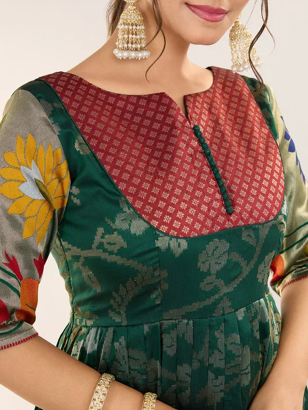 Green_Soft_Silk_Copper_Weaving_Ethnic_Dresses_Gown_For_Women