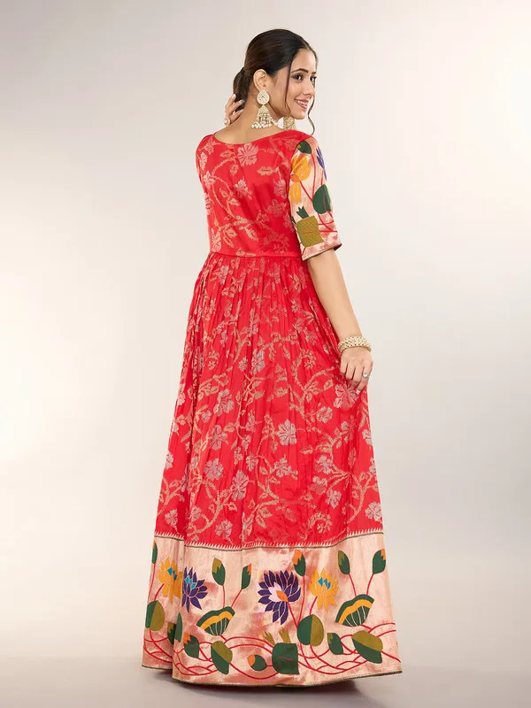Red_Soft_Silk_Copper_Weaving_Ethnic_Dresses_Gown_For_Women