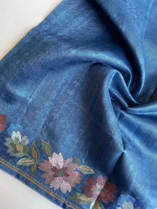 Royal_Blue_Tussar_Saree_Embroidery_Saree_For_Women